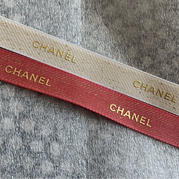 100% Genuine Chanel Ribbon dark Pink & gold 2 Yards 6 feet 72 inches - Picture 2 of 9